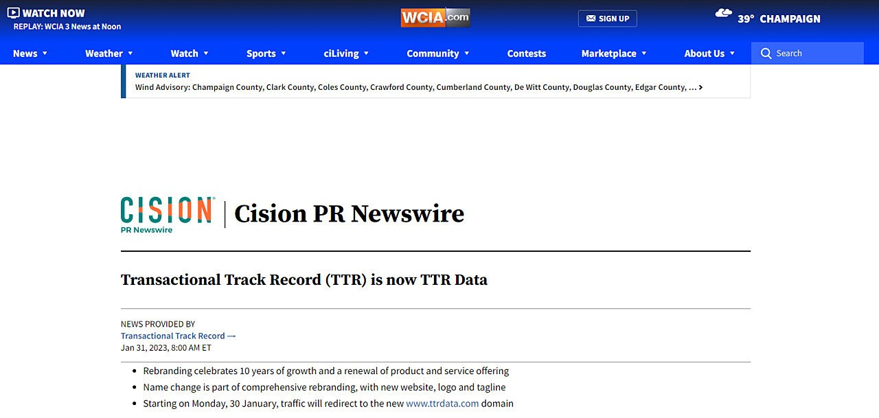 Transactional Track Record (TTR) is now TTR Data